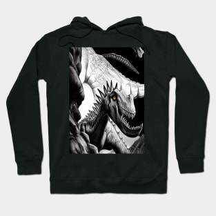 SCARY BLACK AND WHITE DINOSAUR Hoodie